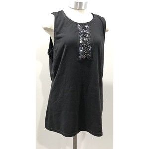 Classiques Entier Silk blend Sleeveless dark gray Sequin Top Shirt size large L